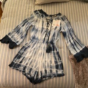 Exist Blue Tie-Dye Romper Sz Small